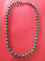 BIJOU COLLIER FANTAISIE PERLE VERTE MALACHITE NATURELLE 58 Cm - Collane/Catenine