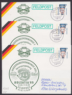 PP 153 D1/01b, 3 Karten Mit Versch. Feldpoststempeln - Cartes Postales Privées - Oblitérées