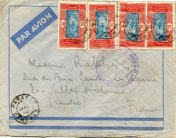 DAHOMEY LETTRE PAR AVION CENSUREE AVEC AFFRANCHISSEMENT COMPL AU DOS DEPART PARAKOU 8 JANV 40 POUR LA FRANCE - Storia Postale