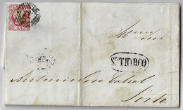 Portugal 1858 Fold Cover Sent From Santo Thirso Or Saint Thyrsus to Porto Stamp King Dom Pedro V 25 Réis - Briefe U. Dokumente