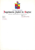 Huy - Imprimerie André De Ruyter Papier Blason Vierge - Imprenta & Papelería