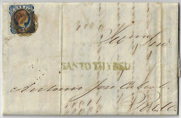 Portugal 1855 Fold Cover Sent From Santo Thirso Or Saint Thyrsus (November 11th) To Porto Stamp King Dom Pedro V 25 Réis - Storia Postale