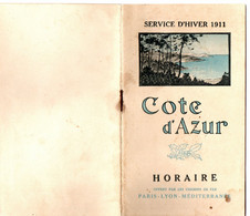 HORAIRE P.L.M COTE AZUR . 1911 - Europa