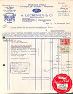 Huy - Automobiles Camions Tracteurs Ford - A Lecrenier & Co 1938 + Timbres - 1900 – 1949