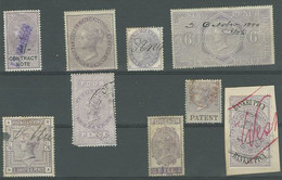 Great Britain Victoria Lot Of Revenue Stamps Patent Banrupticy Draft Contract Note Grande Bretagne Timbres Fiscaux - Fiscaux