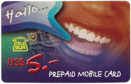 Suriname - Telesur - Hallo… (US$ 5.-) (Reverse Without Barcode), Remote Mem. 5$, Used - Surinam