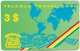 Suriname - Telesur - World Map Telephone Card (Green), Remote Mem. 3$, Used - Surinam