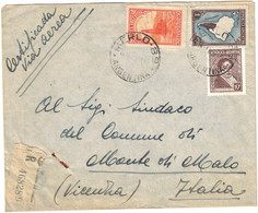 Argentine - Argentina - Merlo - Lettre Avion Recommandée Pour Monte Di Malo (Italie) - Divers Cachets Au Verso - 1950 - Cartas & Documentos