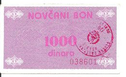 BOSNIE-HERZEGOVINE 1000 DINARA ND1992 VF+ P 50 - Bosnia Erzegovina