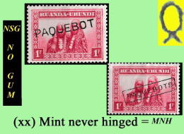 1931 ** RUANDA-URUNDI RU/MNH RU 099 PAQUEBOT ( SINGULAR+plural) ETHNIC [B] ( X 2 Stamps ) NO GUM + 1 WITH A FRAME - Unused Stamps