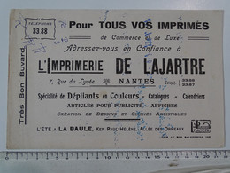 Buvard - Imprimerie De LAJARTRE - 7 Rue Du Lycée - NANTES - Calendrier 1927 - I