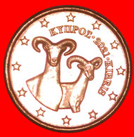 * GREECE (2019-2022): CYPRUS ★ 1 CENT 2021 MOUFLONS! NEW MODIFICATION! UNC MINT LUSTRE! LOW START ★ NO RESERVE! - Cipro