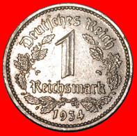 * NO SWASTIKA (1933-1939): GERMANY ★ 1 MARK 1934A! THIRD REICH (1933-1945)   LOW START ★ NO RESERVE! - 1 Reichsmark