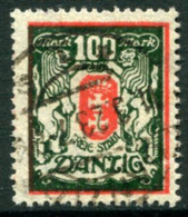 DANZIG 1922  Arms 100 Mk. Postally Used.  Michel 128Y,  Infla Expertised - Gebraucht