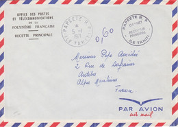 Lettre Par Avion à Entête (Office Des PTT) Obl. Papeete RP Le 5/1/71 En Franchise + Nouveau Cachet Du Receveur - Cartas & Documentos
