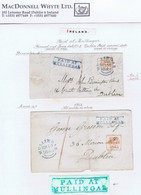 Ireland Westmeath Uniform Penny Post 1842-43 Covers To Dublin Prepaid "1" With PAID AT/MULLINGAR In Blue, Frame Broken - Prephilately