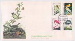 Ovenbird Golden Crowned Thrush Bird, Flamingo, Blue Heron, Brown Pelican, Birds, Bird, Animal, Audubon Guinea Bissau FDC - Pélicans