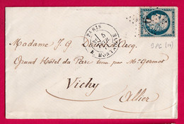 REPRISE DU COURRIER APRES LE SIEGE 5 FEV 1871 N°37 ETOILE 9 P6 R MONTAIGNE POUR VICHY ALLIER ARRIVE 11 FEV LETTRE COVER - Oorlog 1870