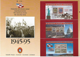 Greenland 1995 Folder  The American Series, 50 Years Since End Of WW2  Mi Bloc 6-8 , Cancelled First Day - Oblitérés