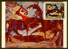 FRENCH POLYNESIA(1972) Georges Bovy. Scott No C89. Yvert No PA65. Painting: "Horses." Maximum Card - Maximum Cards
