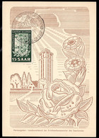 SAAR(1951) Rose. Mittelbexbach Tower.  Scott No 229. Yvert No 294. Bexbach Garden And Flower Exhibition. Maximum Card. - Maximumkarten