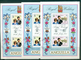 Anguilla 1981 Royal Wedding Charles & Diana 3xsheetlets On Piece FDI - Anguilla (1968-...)