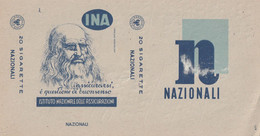 INVOLUCRO SIGARETTE NAZIONALI Con Pubblicita' INA (assicurazioni) - Empty Cigarettes Boxes