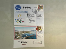 (3 N 44) Paris 2024 Olympic Games - Olympic Venues & Sport - Marseille Marina - Sailing (2 Covers) - Sommer 2024: Paris