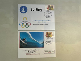 (3 N 44) Paris 2024 Olympic Games - Olympic Venues & Sport - Tahiti - Surfing (2 Covers) - Summer 2024: Paris