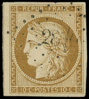 EMISSION DE 1849 - 1    10c. Bistre-jaune, Très Grandes Marges, Obl. PC, TTB. S - 1849-1850 Ceres