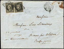 Let EMISSION DE 1849 - 3    20c. Noir Sur Jaune, 2 Ex. Obl. GRILLE S. LAC, Càd (F) PARIS (F) 23/7/49, TB - 1849-1876: Classic Period