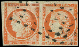 EMISSION DE 1849 - 5    40c. Orange, PAIRE Obl. GROS POINTS, Un Ex. Effl. Côté Droit, Sinon TB - 1849-1850 Ceres