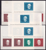 BRD 5 Stück Block 4 Postfrisch, 1. Todestag Von Konrad Adenauer - 1959-1980