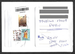 Spain Cover With Recent Firefighter , Hands & San Fermin Stamps Sent To Peru - Used Stamps