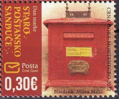 MONTENEGRO 2022,STAMP DAY,OLD MAILBOX,OLD POSTBOX,MNH - Poste