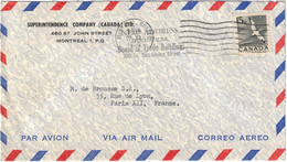 Canada - Québec - Montréal - Superintendence Company - Lettre Avion Pour Paris (France) - 22 Décembre 1958 - Cartas & Documentos