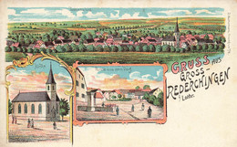 Gruss Aus Gross Rederchingen I/lothr. * CPA Litho Illustrateur Genre Carl Kunzli * Petit Réderching - Autres & Non Classés