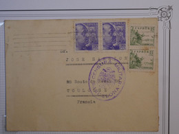 BL15 ESPANA BELLE   LETTRE  CENSUREE  1933 CENSURA BARCELONA A TOULOUSE FRANCIA  +AFFRANCH. INTERESSANT + - Nationalistische Censuur