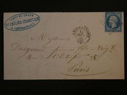BL15 FRANCE  BELLE   LETTRE  1859 CHATEAUROUX A PARIS +N°14 +AFFRANCH. INTERESSANT + - 1853-1860 Napoleone III