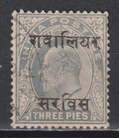 Timbre Oblitéré Du Gwalior Inde  De 1907  N° Service - Gwalior