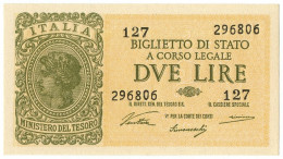 2 LIRE BIGLIETTO DI STATO LUOGOTENENZA UMBERTO VENTURA 23/11/1944 FDS - Regno D'Italia – Other