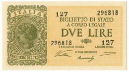 2 LIRE BIGLIETTO DI STATO LUOGOTENENZA UMBERTO VENTURA 23/11/1944 FDS - Regno D'Italia - Altri