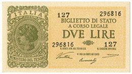 2 LIRE BIGLIETTO DI STATO LUOGOTENENZA UMBERTO VENTURA 23/11/1944 FDS - Andere
