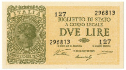 2 LIRE BIGLIETTO DI STATO LUOGOTENENZA UMBERTO VENTURA 23/11/1944 FDS - Regno D'Italia – Autres