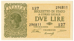 2 LIRE BIGLIETTO DI STATO LUOGOTENENZA UMBERTO VENTURA 23/11/1944 FDS - Andere