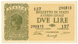 2 LIRE BIGLIETTO DI STATO LUOGOTENENZA UMBERTO VENTURA 23/11/1944 FDS - Regno D'Italia – Other