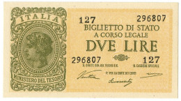 2 LIRE BIGLIETTO DI STATO LUOGOTENENZA UMBERTO VENTURA 23/11/1944 FDS - Andere