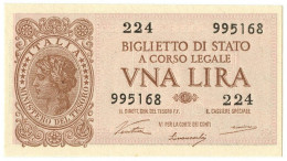 1 LIRA BIGLIETTO DI STATO LUOGOTENENZA UMBERTO VENTURA 23/11/1944 FDS - Andere