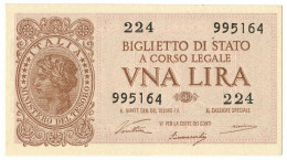 1 LIRA BIGLIETTO DI STATO LUOGOTENENZA UMBERTO VENTURA 23/11/1944 FDS - Regno D'Italia – Other