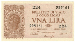 1 LIRA BIGLIETTO DI STATO LUOGOTENENZA UMBERTO VENTURA 23/11/1944 FDS - Andere